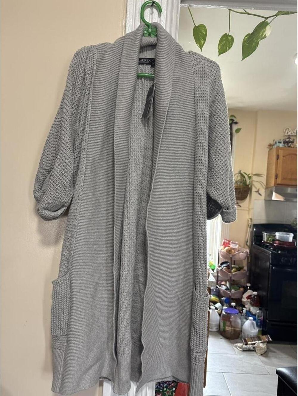 Ralph Lauren Women's Grey and Blue Cardigan